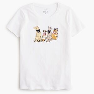 J. Crew Factory White Short Sleeve Tee with Dog Illustration